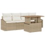 Juego de Comedor de Jardín de 5 Piezas con Cojines Beige Ratán de , Sofás de exterior - Ref: Foro24-3349770, Precio: 362,44 €...