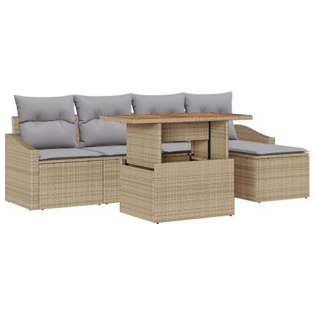 Set de 6 Piezas de Comedor de Jardín con Cojines Beige de Poliratán de , Sofás de exterior - Ref: Foro24-3349825, Precio: 398...