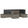 Juego de Comedor de Jardín de 6 Piezas con Cojines Gris Rattan Sintético Acacia de , Sofás de exterior - Ref: Foro24-3349964,...