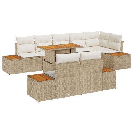 Conjunto de Comedor de Jardín de 9 Piezas con Cojines Beige de Ratán de Polietileno y Acacia de , Sofás de exterior - Ref: Fo...