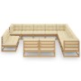 Set de muebles de jardín 13 pzs cojines madera pino marrón miel de vidaXL, Conjuntos de jardín - Ref: Foro24-3076957, Precio:...
