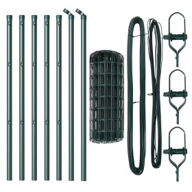Cerca Euro de con 7 postes 0.8x10 m de Acero Galvanizado Verde de , Paneles de vallas - Ref: Foro24-3350297, Precio: 69,51 €,...