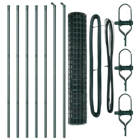 Cerca Euro de con 7 postes 1.6x10 m de acero galvanizado verde de , Paneles de vallas - Ref: Foro24-3350302, Precio: 112,11 €...