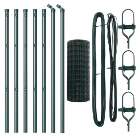 Cerca Euro con 7 Postes 0.6x10 m de Acero Galvanizado Verde de , Paneles de vallas - Ref: Foro24-3350304, Precio: 63,10 €, De...