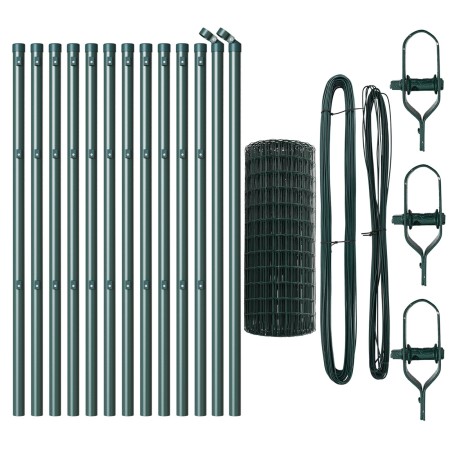 Cerca Euro  con 13 Postes 0.6x25 m Acero Galvanizado Verde | Foro24.es | Tu tienda online para hogar, jardín y más Foro24.es