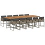 Set de comedor de jardín 11 pzas y cojines ratán sintético gris en Conjuntos de jardín | Comprar online en Foru.es
