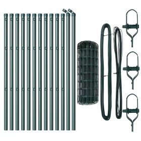 Valla Euro con 13 postes 0.6x25 m de acero galvanizado verde de , Paneles de vallas - Ref: Foro24-3350355, Precio: 112,19 €, ...