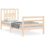 Estructura de cama con cabecero madera maciza 90x200 cm de vidaXL, Camas y somieres - Ref: Foro24-3194556, Precio: 93,42 €, D...