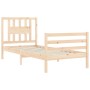 Estructura de cama con cabecero madera maciza 90x200 cm de vidaXL, Camas y somieres - Ref: Foro24-3194556, Precio: 93,42 €, D...