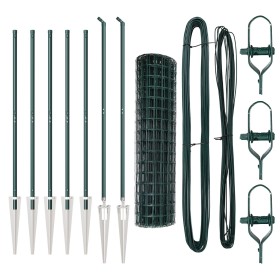 Euro Fence con 7 postes con punta 1.4x10 m de acero galvanizado verde de , Paneles de vallas - Ref: Foro24-3350557, Precio: 1...