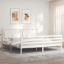 Estructura de cama con cabecero madera maciza blanco 200x200 cm de vidaXL, Camas y somieres - Ref: Foro24-3194072, Precio: 18...