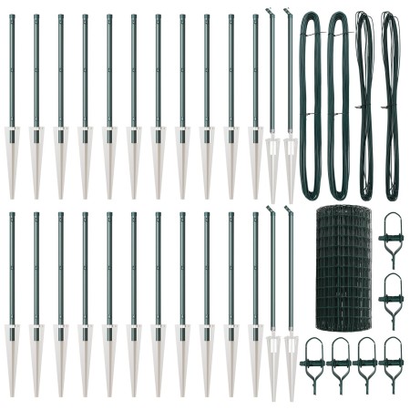Cerca Euro de  con 13 postes con púa de 0.4x50 m Acero Galvanizado Verde | Foro24.es | Tu tienda online para hogar, jardín y más Foro24.es