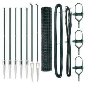Euro Fence con 7 Postes de Punta 1.6x10 m de Acero Galvanizado Verde de , Paneles de vallas - Ref: Foro24-3350618, Precio: 17...