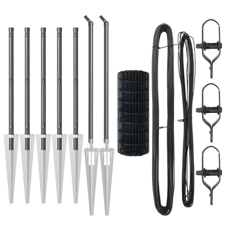 Cerca Euro  con 7 postes de pico 0.4x10 m acero galvanizado gris | Foro24.es | Tu tienda online para hogar, jardín y más Foro24.es
