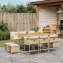 Set comedor de jardín 11 pzas con cojines ratán sintético beige en Conjuntos de jardín | Comprar online en Foru.es