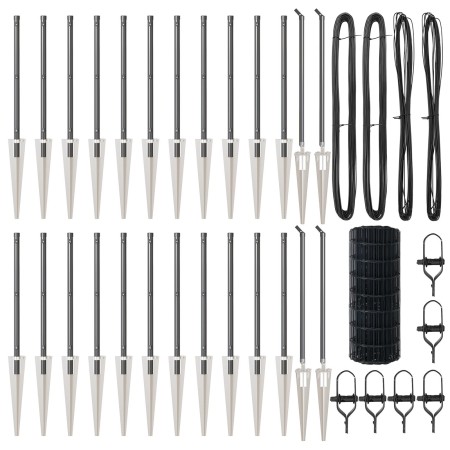 Cerca Euro de  con 13 Postes de Púas 0.4x50 m de Acero Galvanizado Gris | Foro24.es | Tu tienda online para hogar, jardín y más Foro24.es