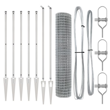 Cerca Euro de  con 7 Postes con Picos 1.6x10 m Acero Galvanizado | Foro24.es | Tu tienda online para hogar, jardín y más Foro24.es