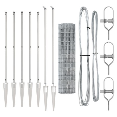 Cerca Euro  con 7 Postes de Púa 1.4x10 m Acero Galvanizado | Foro24.es | Tu tienda online para hogar, jardín y más Foro24.es
