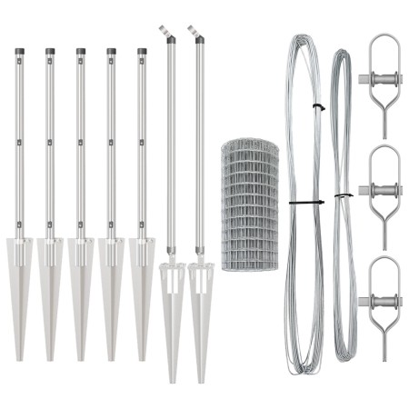 Cerca Euro con 7 Postes de Pica 0.4x10 m de Acero Galvanizado de , Paneles de vallas - Ref: Foro24-3350748, Precio: 92,24 €, ...