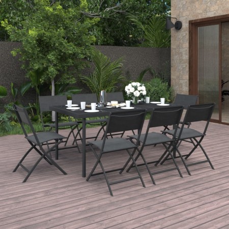Juego de comedor para jardín 9 piezas acero de vidaXL, Conjuntos de jardín - Ref: Foro24-3073506, Precio: 472,38 €, Descuento: %