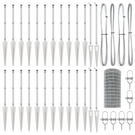 Cerca Euro con 13 Postes de Púa 0.4x50 m Acero Galvanizado | Foro24.es | Tu tienda online para hogar, jardín y más Foro24.es
