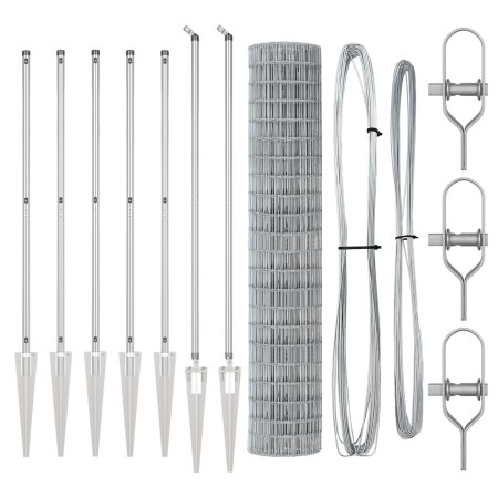 Cerca Euro  con 7 Postes de Espiga 1.6x10 m de Acero Galvanizado | Foro24.es | Tu tienda online para hogar, jardín y más Foro24.es