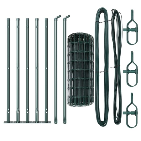 Cerca Euro con 7 postes flanqueados 0.4x10 m de acero galvanizado de , Paneles de vallas - Ref: Foro24-3350825, Precio: 68,56...