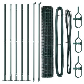 Cerca Euro de con 7 postes con brida 1.5x10 m de acero galvanizado de , Paneles de vallas - Ref: Foro24-3350831, Precio: 118,...