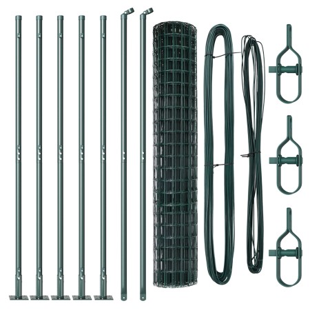 Cerca Euro de con 7 postes con brida 1.5x10 m de acero galvanizado de , Paneles de vallas - Ref: Foro24-3350831, Precio: 118,...