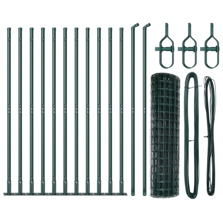Cerca Europea con 13 Postes Flangados 0.8x25 m de Acero Galvanizado de , Paneles de vallas - Ref: Foro24-3350853, Precio: 175...