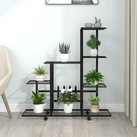 Soporte de flores con rueda de metal negro 94,5x25x92,5 cm de vidaXL, Soportes para macetas - Ref: Foro24-336114, Precio: 58,...