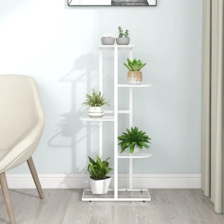 Soporte de flores de 5 estantes de metal blanco 43x22x98 cm de vidaXL, Soportes para macetas - Ref: Foro24-336111, Precio: 41...