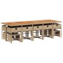 Set comedor de jardín con cojines 15 pzas ratán sintético beige en Conjuntos de jardín | Comprar online en Foru.es