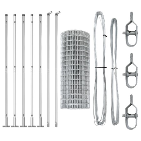 Valla Euro con 7 Poste Flangeados 1.4x10 m Acero Galvanizado | Foro24.es | Tu tienda online para hogar, jardín y más Foro24.es