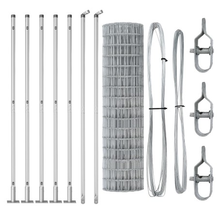 Valla Euro de  con 7 postes con brida 0.8x10 m de acero galvanizado | Foro24.es | Tu tienda online para hogar, jardín y más Foro24.es