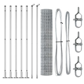 Valla Euro con 7 postes de brida 1.4x10 m Acero galvanizado de , Paneles de vallas - Ref: Foro24-3351002, Precio: 132,93 €, D...