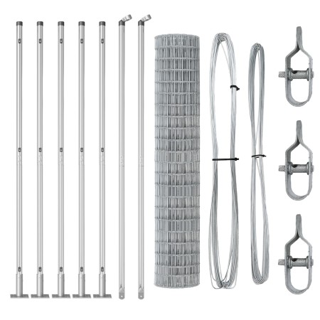 Cerca Euro de  con 7 Postes Flanjados 1.4x10 m de Acero Galvanizado | Foro24.es | Tu tienda online para hogar, jardín y más Foro24.es
