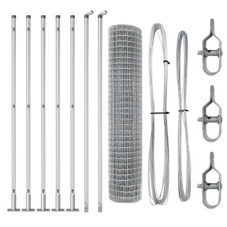 Valla Euro con 7 Postes Flangeados 1.6x10 m Acero Galvanizado | Foro24.es | Tu tienda online para hogar, jardín y más Foro24.es