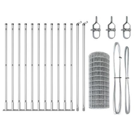 Cerca Euro con 13 Postes Flangados 0.4x25 m de Acero Galvanizado | Foro24.es | Tu tienda online para hogar, jardín y más Foro24.es