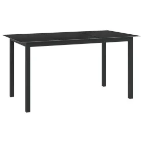 Aluminum and black glass garden table 150x90x74 cm by vidaXL, Garden tables - Ref: Foro24-312201, Price: 135,44 €, Discount: %