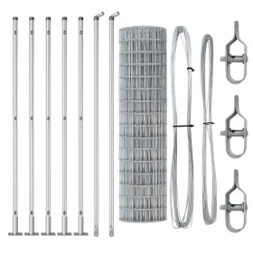 Valla Euro con 7 Poste Flanged 1.2x10 m Acero Galvanizado de , Paneles de vallas - Ref: Foro24-3351055, Precio: 136,66 €, Des...