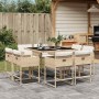 Set comedor de jardín 9 pzas con cojines ratán sintético beige en Conjuntos de jardín | Comprar online en Foru.es