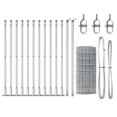 Cerca Euro de  con 13 Postes Flangados 0.4x25 m de Acero Galvanizado | Foro24.es | Tu tienda online para hogar, jardín y más Foro24.es