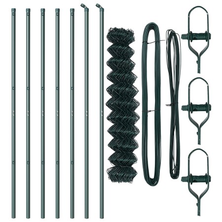 Cerca de Malla de Cadena con 7 Postes 1.5x10 m Acero Galvanizado Verde | Foro24.es | Tu tienda online para hogar, jardín y más Foro24.es