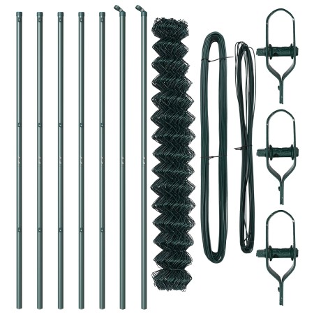 Valla de Cadena con 7 Postes 1.6x10 m Acero Galvanizado Verde | Foro24.es | Tu tienda online para hogar, jardín y más Foro24.es