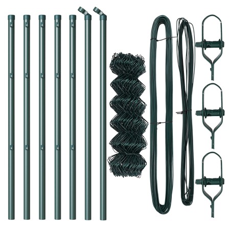 Cerca de cadena  con 7 postes 0.8x10 m acero galvanizado verde | Foro24.es | Tu tienda online para hogar, jardín y más Foro24.es