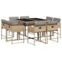 Set comedor de jardín 9 pzas con cojines ratán sintético beige en Conjuntos de jardín | Comprar online en Foru.es