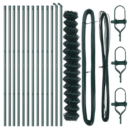 Cerca de enlace de cadena con 13 postes 1,6x25 m de acero galvanizado verde | Foro24.es | Tu tienda online para hogar, jardín y más Foro24.es