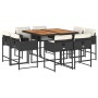 Set de comedor de jardín 9 pzas y cojines ratán sintético negro en Conjuntos de jardín | Comprar online en Foru.es