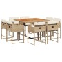 Set comedor de jardín 9 pzas con cojines ratán sintético beige en Conjuntos de jardín | Comprar online en Foru.es